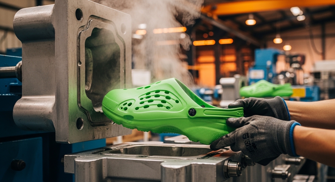 Manufacturing croc shoe from mould