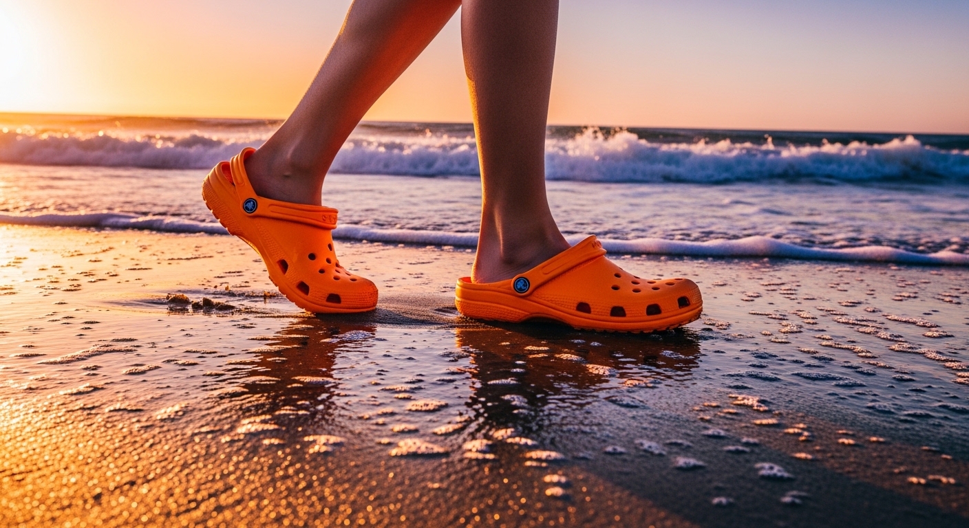 Orange crocs beach lifestyle