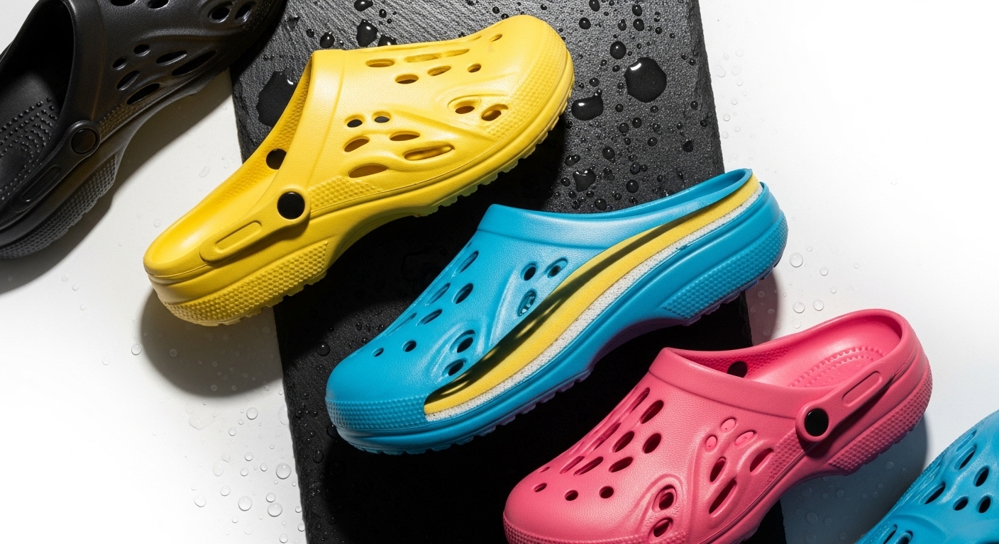 Colorful crocs-style footwear